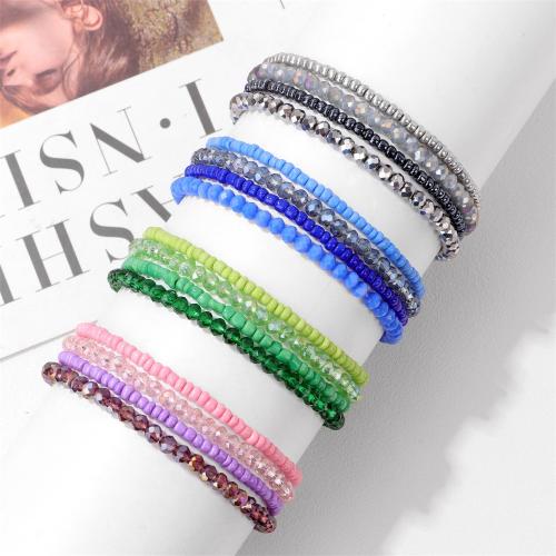 Pulsera de perlas de vidrio, unisexo, más colores para la opción, Vendido por Set