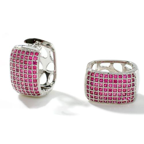 Cubic Zirconia Micro Pave Brass Earring plated & micro pave cubic zirconia & for woman Sold By Pair