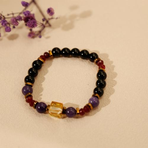 Gemstone Bracciali, Pietra naturale, with filo elastico, fatto a mano, gioielli di moda & unisex, Bead 8mm, septum 6mm, Lunghezza 18 cm, Venduto da PC