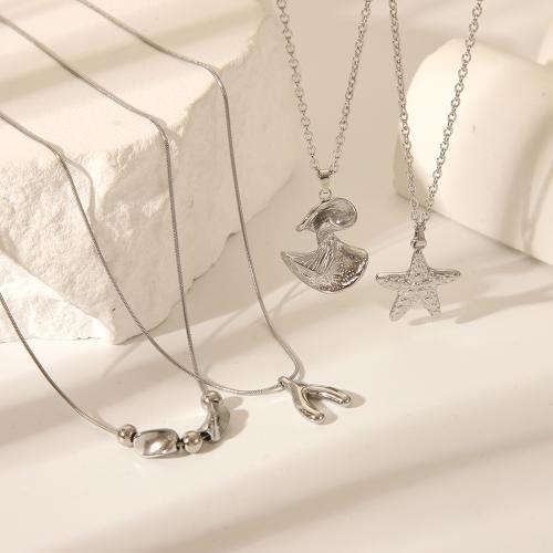 Stainless Steel Jewelry Necklace 304 Stainless Steel polished fashion jewelry & for woman original color Sold By PC