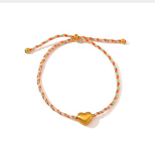 Bijoux bracelet en acier inoxydable, Acier inoxydable 304, avec Fil de coton, Plaqué or 18K, bijoux de mode & unisexe, multicolore, Longueur 26 cm, Vendu par PC