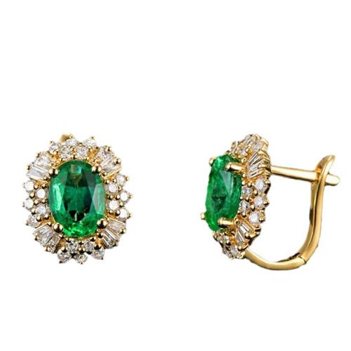 Cubic Zirconia Micro Pave Brass Earring with Cubic Zirconia gold color plated fashion jewelry & for woman green Sold By Pair