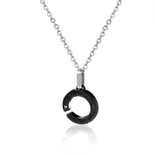 Colar de jóias de aço inoxidável, Aço inoxidável 304, banhado, joias de moda & unissex & micro pavimento em zircônia cúbica, Mais cores pare escolha, Black pendant: 24mm wide; Rose gold pendant: 16mm wide., vendido por PC