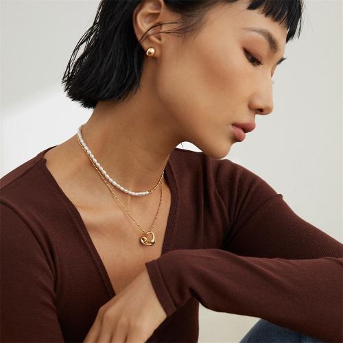 Stainless Steel Jewelry Necklace 304 Stainless Steel Vacuum Ion Plating for woman Length 41-50 cm Sold By PC