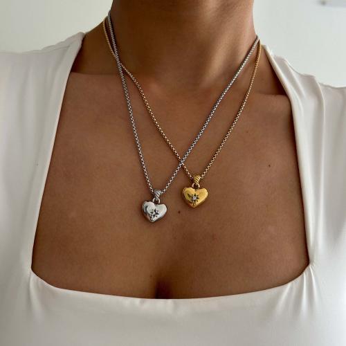 Collier de bijoux en acier inoxydable, Acier inoxydable 304, pavé de micro zircon & pour femme, plus de couleurs à choisir, Longueur 41-50 cm, Vendu par PC