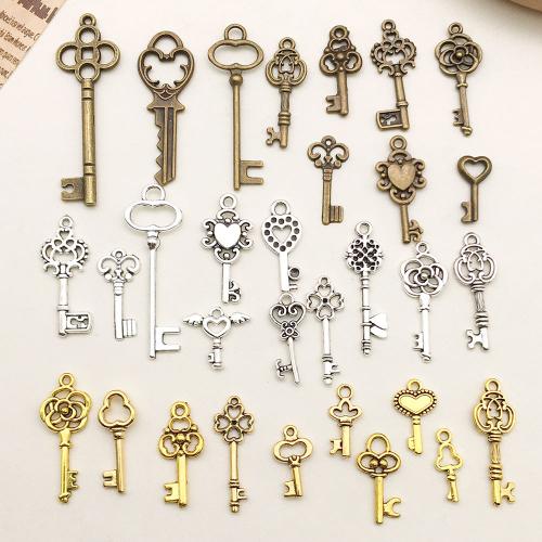 Zinc Alloy Key Pendler, forgyldt, du kan DIY, flere farver til valg, 100pc'er/Bag, Solgt af Bag