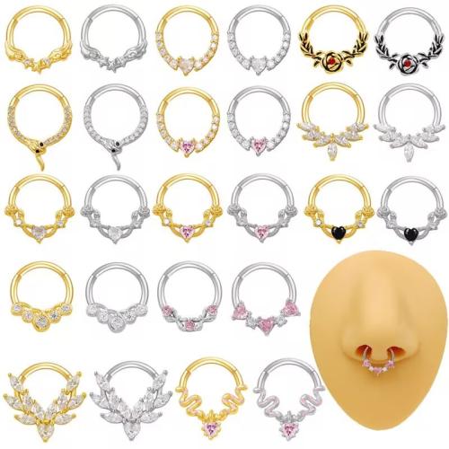 304 roestvrij staal Neus Piercing Jewelry, plated, uniseks & verschillende stijlen voor de keuze & met strass, Verkocht door PC