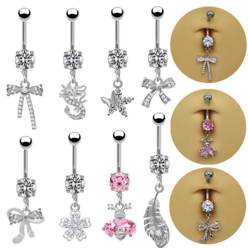 Zink Alloy belly ring, plated, Unisex & olika stilar för val & med strass, Säljs av PC