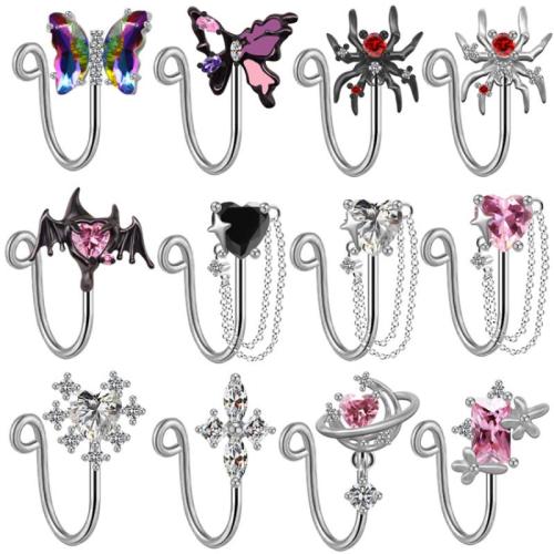 304 acciaio inox placcato, unisex & stili diversi per la scelta & con strass, nose clip length 15-20mm, Venduto da PC