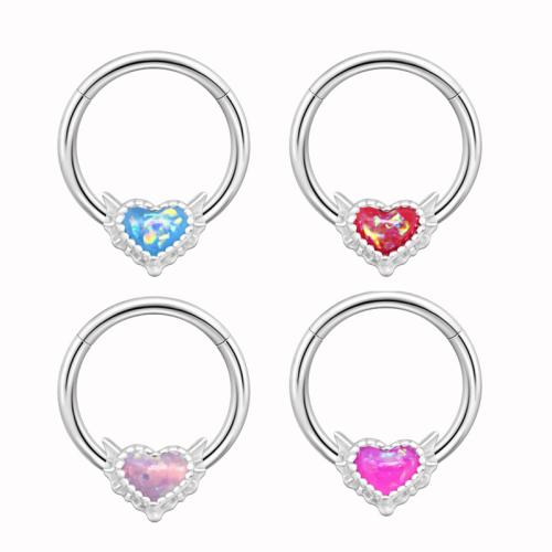 Acrylique Bijoux de Piercing de Nez, avec Acier inoxydable 304, coeur, bijoux de mode & unisexe, plus de couleurs à choisir, nose piercing jewelry length 8-12mm, Vendu par PC