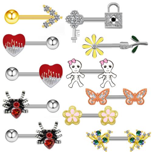 ottone orecchino piercing, placcato, unisex & stili diversi per la scelta & smalto & con strass, Venduto da PC