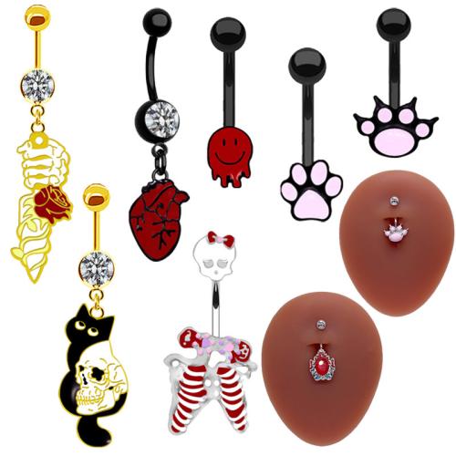 Zinc Alloy Belly Ring plated Unisex & enamel & with rhinestone Sold By PC