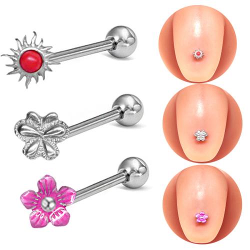 316L Stainless Steel tongue ring Unisex & enamel 25mm Sold By PC