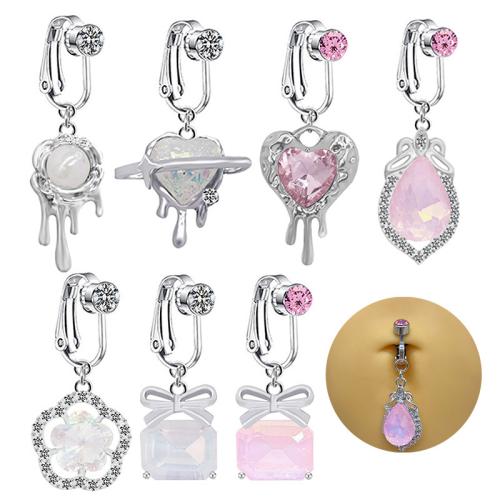 Cink ötvözet belly ring, -val Üveg, galvanizált, egynemű & különböző stílusokat a választás & strasszos, Által értékesített PC