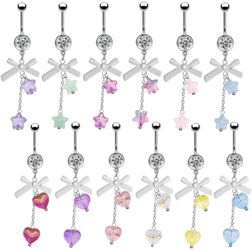 Acrylic Belly Ring with 304 Stainless Steel Unisex & with rhinestone Sold By PC