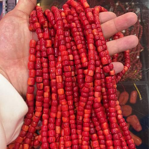 Naturliga Coral Pärlor, Naturlig korall, DIY, röd, beads length 7-8mm, Längd Ca 16 inch, Säljs av PC