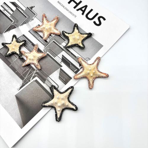 Muschel Anhänger, Seestern, goldfarben plattiert, DIY & mit Strass, keine, about:55-60mm, verkauft von PC