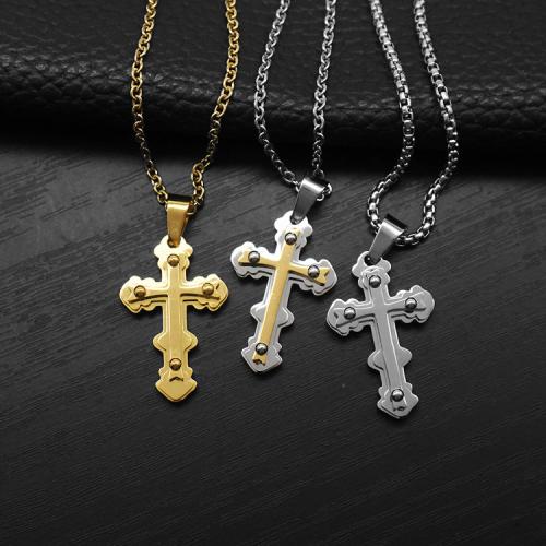 Titanium Steel Necklace Cross plated DIY & Unisex Sold By PC