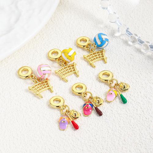 Bijoux pendentifs en laiton, Placage de couleur d'or, DIY & styles différents pour le choix & émail, plus de couleurs à choisir, protéger l'environnement, sans nickel, plomb et cadmium, Vendu par PC