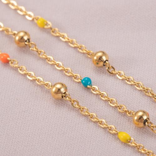 Decorative Beaded Chain 304 Stainless Steel gold color plated DIY & enamel Sold By m