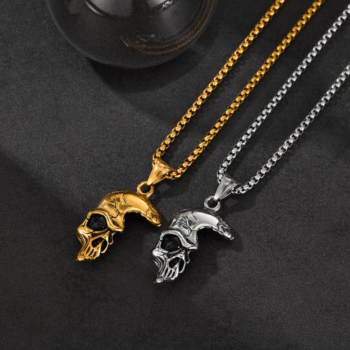 Collier de bijoux en acier inoxydable, Acier inoxydable 304, crane, poli, bijoux de mode & styles différents pour le choix & pour homme, plus de couleurs à choisir, Longueur 550 mm, Vendu par PC