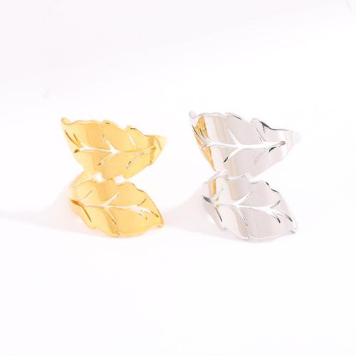 Stainless Steel Finger Ring 304 Stainless Steel Leaf polished fashion jewelry & Unisex US Ring Sold By PC