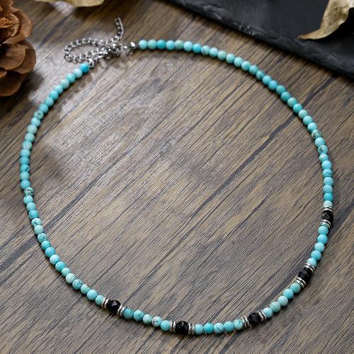 Collier turquoise de mode, alliage de zinc, avec turquoise, fait à la main, bijoux de mode & unisexe & styles différents pour le choix, Vendu par PC