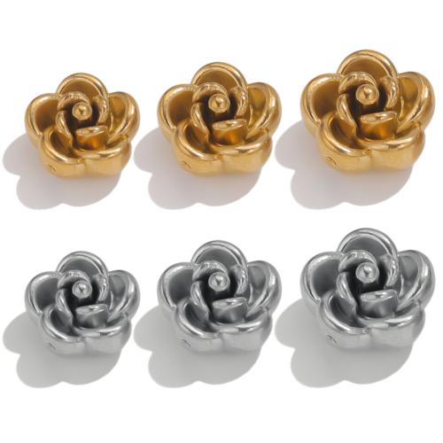 Edelstahl-Beads, 304 Edelstahl, Blume, plattiert, DIY & verschiedene Größen vorhanden, keine, 10PCs/Tasche, verkauft von Tasche