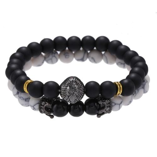 Gemstone Bracelets Zinc Alloy with Elastic Thread & Hematite handmade fashion jewelry & for man Sold By PC