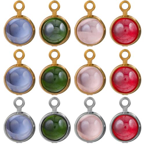 Stainless Steel Pendants 304 Stainless Steel with Plastic Round plated DIY Sold By Bag