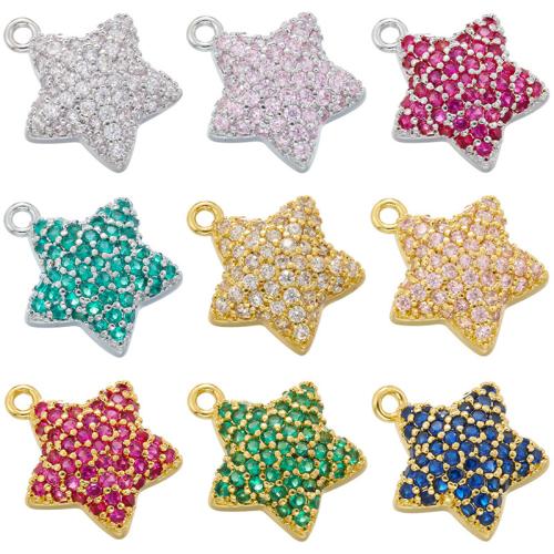 Cubic Zirconia Micro Pave Brass Pendant, Star, plated, DIY & micro pave cubic zirconia, more colors for choice, Sold By PC