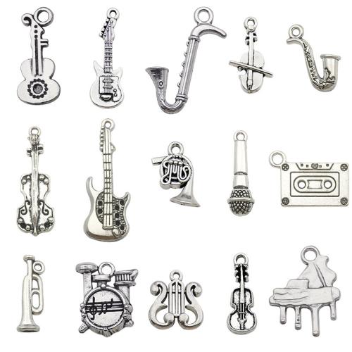 Musical Instrument Shaped Zinc Alloy Pendler, forgyldt, du kan DIY, flere farver til valg, 100pc'er/Bag, Solgt af Bag