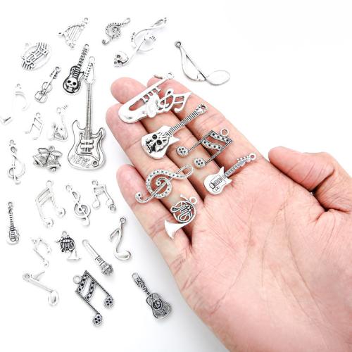 Musical Instrument Shaped Zinc Alloy Pendler, forgyldt, du kan DIY, flere farver til valg, 100pc'er/Bag, Solgt af Bag