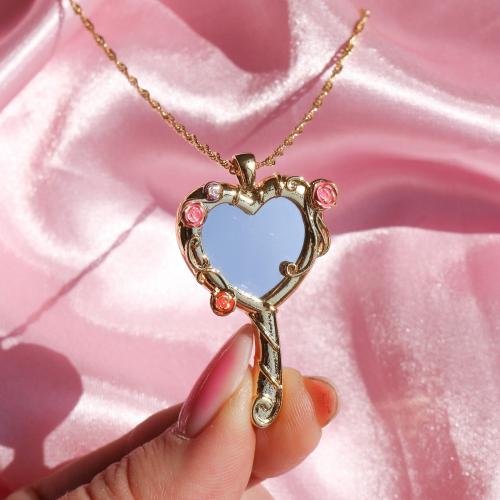 Brass Necklace plated mirror effect & for woman & enamel Length 41-50 cm Sold By PC