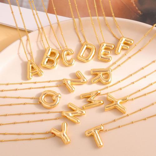 Stainless Steel Jewelry Necklace 304 Stainless Steel Vacuum Ion Plating letters are from A to Z & for woman Sold By PC