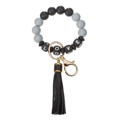 silicone bracelet, avec Bois de hêtre & cuir PU & alliage de zinc, fait à la main, unisexe, plus de couleurs à choisir, Diamètre intérieur:Environ 55mm, Vendu par PC