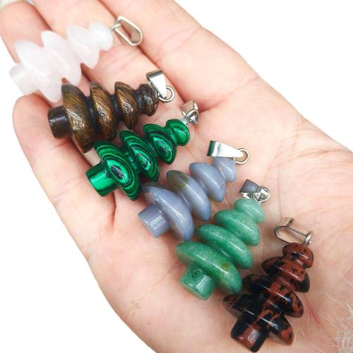 Gemstone Pendants Jewelry with Zinc Alloy Christmas Tree DIY about 25-30mm Sold By PC