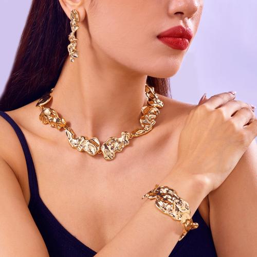 Zinc Alloy Jewelry Sets Stud Earring & bangle & necklace plated fashion jewelry & for woman Sold By PC