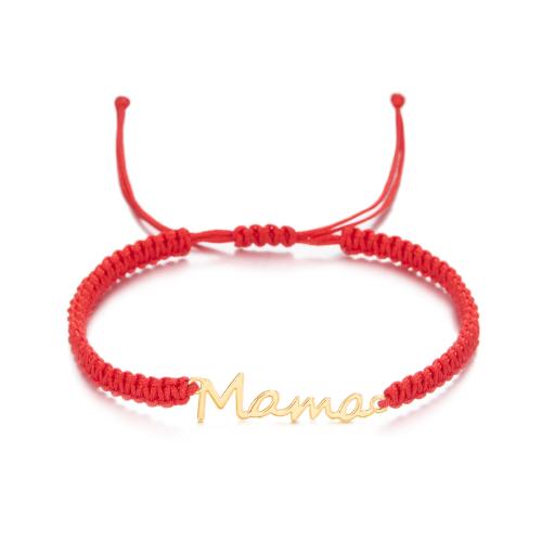 Knot Cord Bracelet with Zinc Alloy Alphabet Letter handmade Adjustable & Mother Day Jewelry & for woman Length Approx 16-30 cm Sold By PC