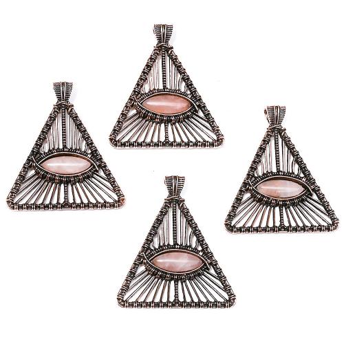 Gemstone Vedhæng Smykker, Zinc Alloy, med Ædelsten, Triangle, antik kobber farve belagt, du kan DIY, flere farver til valg, nikkel, bly & cadmium fri, 60x52x5mm, Solgt af PC