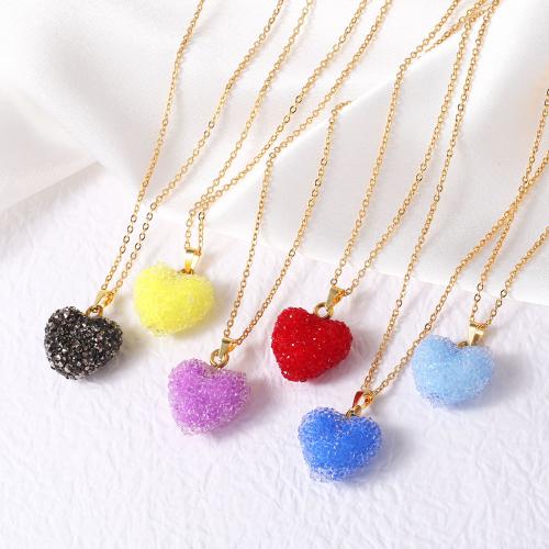 Brass Necklace with 5cm extender chain Heart gold color plated fashion jewelry nickel lead & cadmium free Length 45 cm Sold By PC