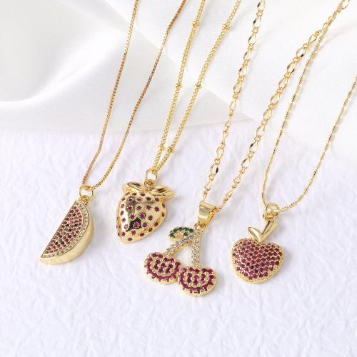 Collier en laiton cubique Zircon Micro Pave, avec 5cm chaînes de rallonge, ours, Placage de couleur d'or, bijoux de mode & modèles différents pour le choix & pavé de micro zircon, plus de couleurs à choisir, protéger l'environnement, sans nickel, plomb et cadmium, Longueur 45 cm, Vendu par PC