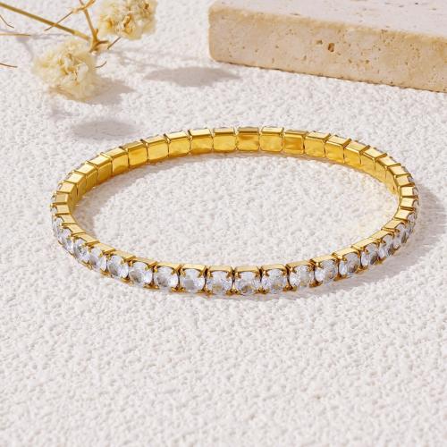 Stainless Steel Jewelry Bracelet 304 Stainless Steel with Crystal plated fashion jewelry & for woman golden Sold By PC