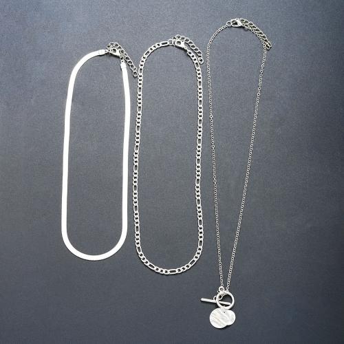 Zinc Alloy Jewelry Necklace plated three pieces & fashion jewelry & for woman Sold By Set