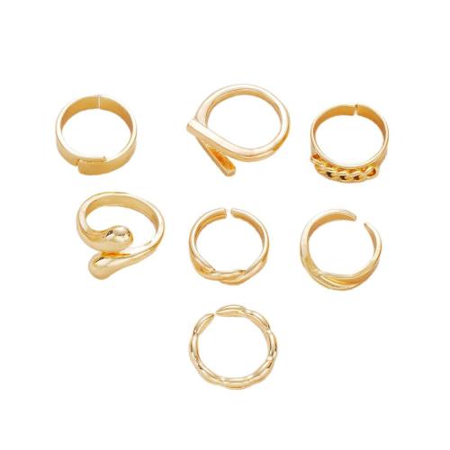 Zinklegering Ring Set, Zinc Alloy, plated, 7 stuks & mode sieraden & voor vrouw, gouden, Verkocht door Stel