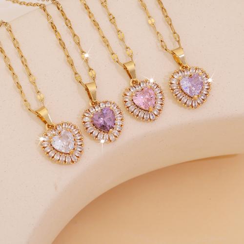 Collier en laiton cubique Zircon Micro Pave, avec zircon cubique, avec 5cm chaînes de rallonge, Placage de couleur d'or, bijoux de mode & pour femme, plus de couleurs à choisir, Longueur 40 cm, Vendu par PC