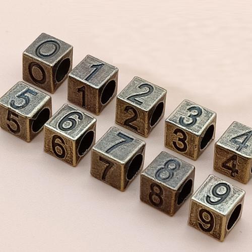 Zink Legierung Alphabet Perlen, Zinklegierung, plattiert, DIY, keine, 7x7mm, 100PCs/Tasche, verkauft von Tasche