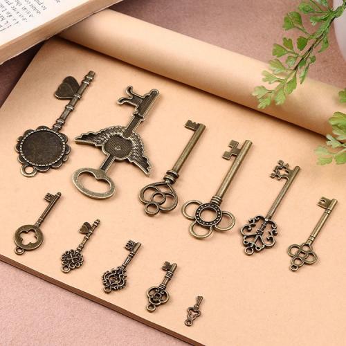 Zinc Alloy Key riipukset, Sinkkiseos, päällystetty, tee-se-itse, enemmän värejä valinta, 100PC/laukku, Myymät laukku