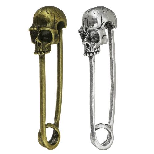 Cink ötvözet Skull Medálok, galvanizált, DIY, több színt a választás, 10x49mm, 100PC-k/Bag, Által értékesített Bag