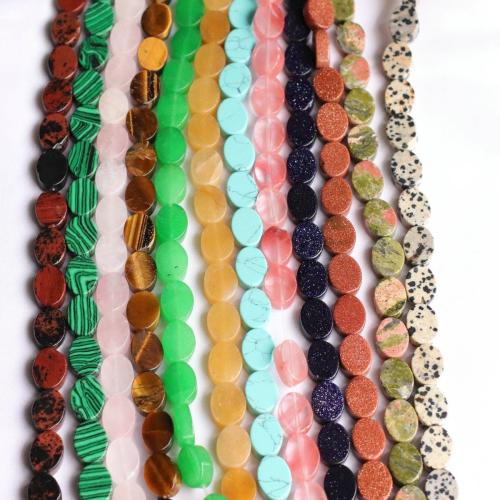 Grânulos de gemstone jóias, Pedra natural, Oval achatado, DIY & materiais diferentes para a escolha, Mais cores pare escolha, níquel, chumbo e cádmio livre, 10x14mm, Aprox 28PCs/Bag, vendido por Bag